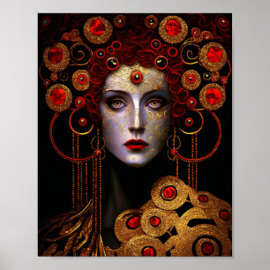 Affiche Klimt Inspirée Déesse Reine