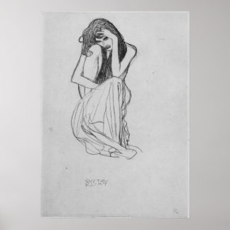Affiche Klimt - Kauernde von vorne