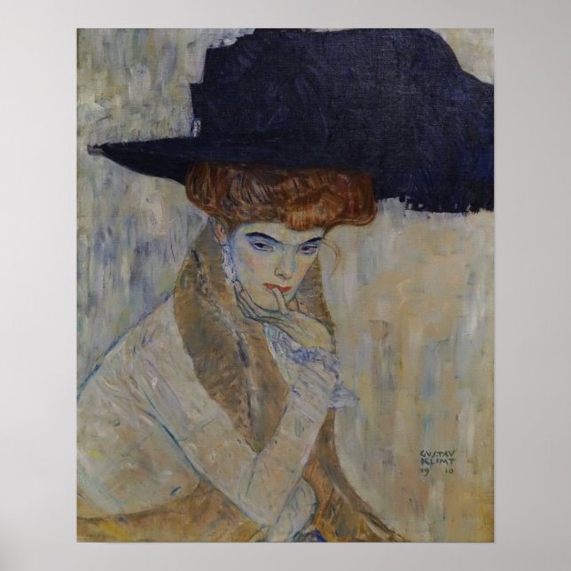 Affiche Klimt - Le Chapeau à Plume Noire 1910 (Devant)
