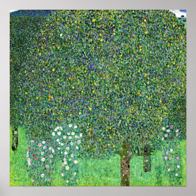 Affiche Klimt - Roseraies sous les arbres (Devant)