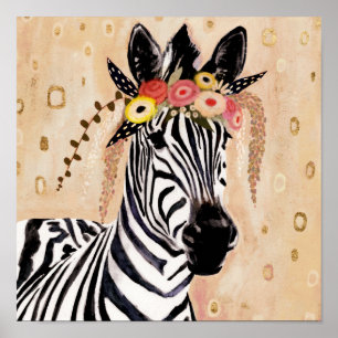 Affiche Klimt Zebra   Couronne De Fleurs