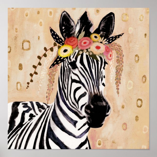 Affiche Klimt Zebra | Couronne De Fleurs (Devant)