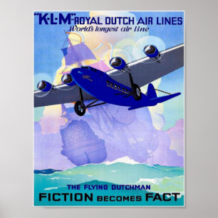 Affiche KLM Flying Dutchman Vintage voyage Publicité Pr