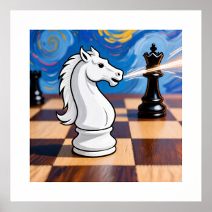 Affiche Knight Fork Chess Art - Queen Under Attack