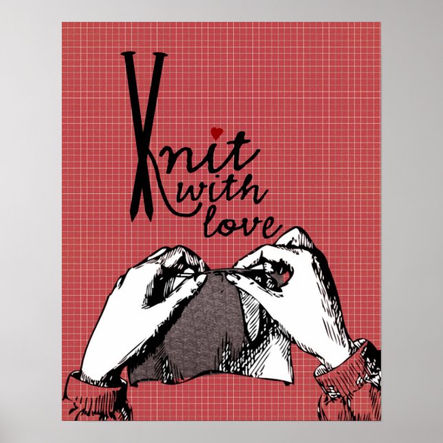 Affiche Knit with Love : Motivational créatif (Devant)