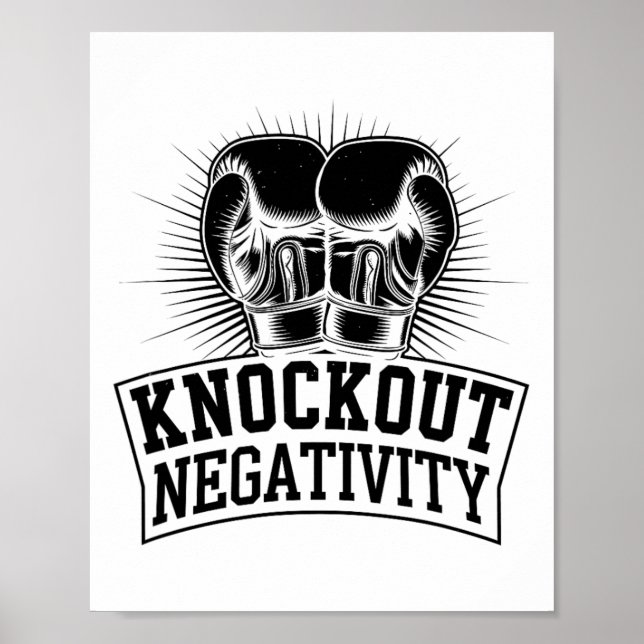Affiche Knockout Négativité Boxer Sports Force Gym Athl (Devant)