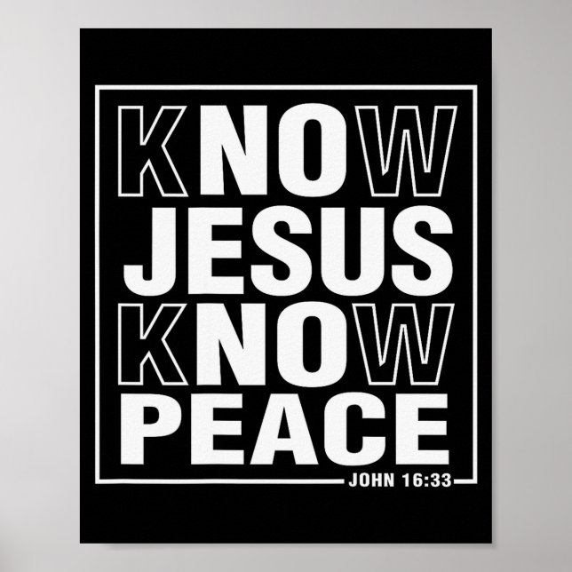 Affiche Know Jesus Know Peace John Bible Verse Christian F (Devant)