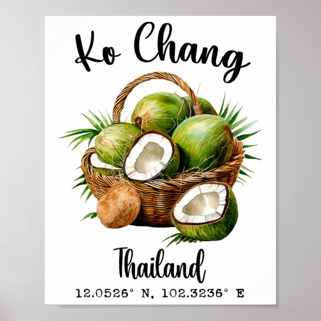Affiche Ko Chang Coco Thailand Île Tropicale Gps Vacances (Devant)