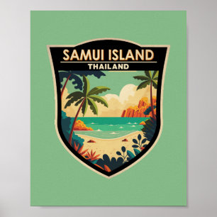 Affiche Ko Samui Island Thaïlande Insigne d'art de voyage