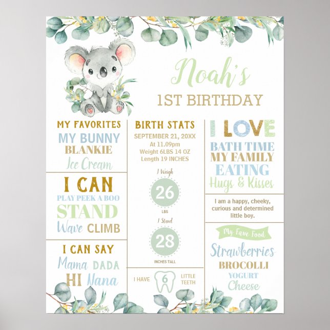 Affiche Koala 1er anniversaire étape importante statistiqu (Devant)