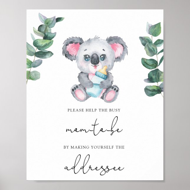 Affiche Koala / Aidez la future maman occupée à adresser u (Devant)