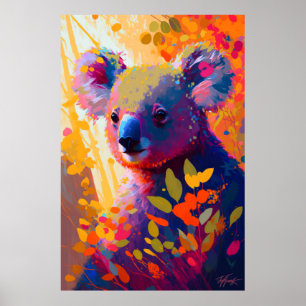 Affiche Koala Animal Portrait Peinture Faune À L'Extérieur