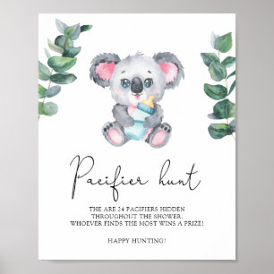 Affiche Koala Bear - chasse à la tétine jeu de baby shower