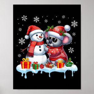 Affiche Koala Bear Sungles Sweet Build Snowman Xmas Wild