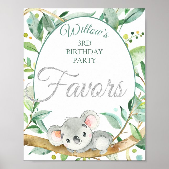 Affiche Koala Custom Birthday Party Faveurs (Devant)