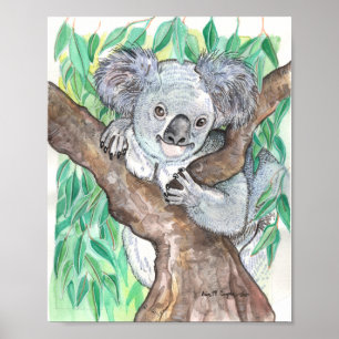 Affiche Koala dans la peinture d'arbre Eucalyptus
