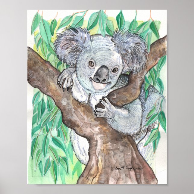 Affiche Koala dans la peinture d'arbre Eucalyptus (Devant)