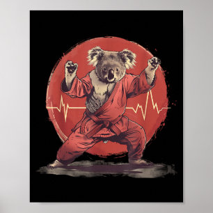 Affiche Koala de kickboxing Taekwondo Karaté MMA Drôle
