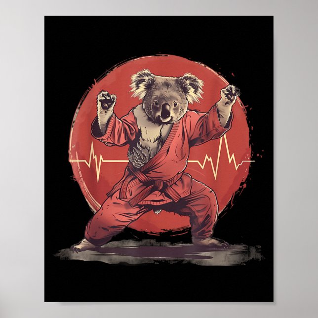 Affiche Koala de kickboxing Taekwondo Karaté MMA Drôle (Devant)