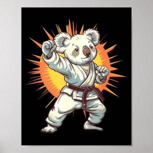 Affiche Koala de kickboxing Taekwondo Karaté MMA Drôle