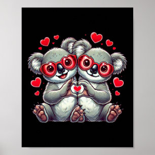 Affiche Koala drôle signe de coeur Saint-Valentin Koala Fe