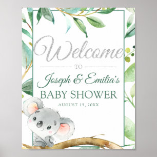Affiche Koala Gender Neutral Baby Shower Welcome