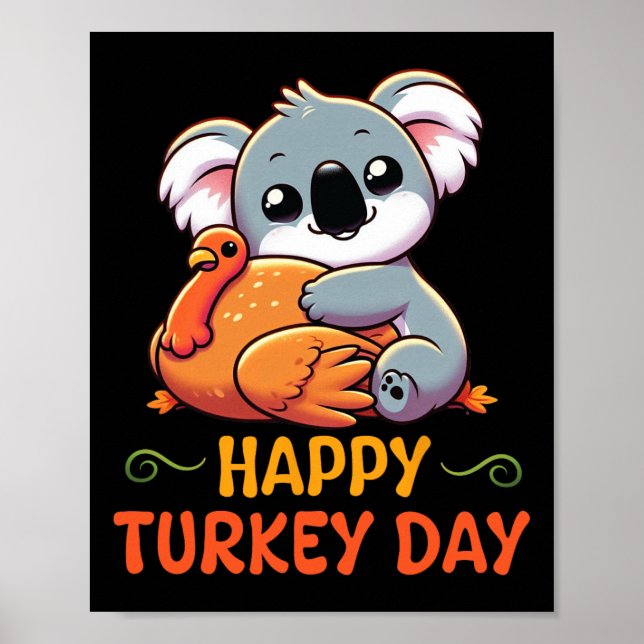 Affiche Koala Hugging Turquie Bon thanksgiving Turquie Fêt (Devant)