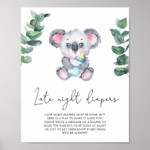 Affiche Koala ours - Jeu de couches tard la nuit