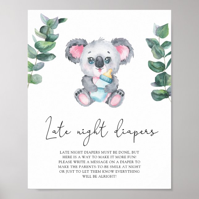 Affiche Koala ours - Jeu de couches tard la nuit (Devant)