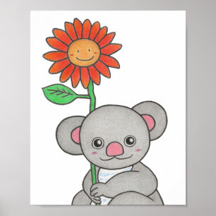 Affiche koala personnalisé avec fleur