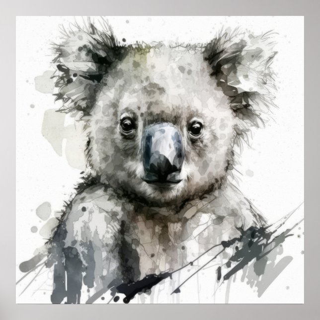 Affiche Koala Portrait Animal Peinture Faune À L'Extérieur (Devant)