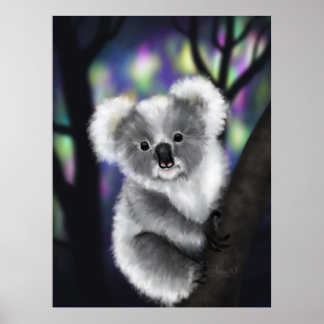 Affiche Koala rêve dans une forêt enchantée