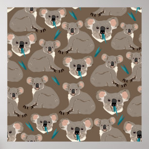 Affiche Koala sur arrière - plan brun neutre sans soudure