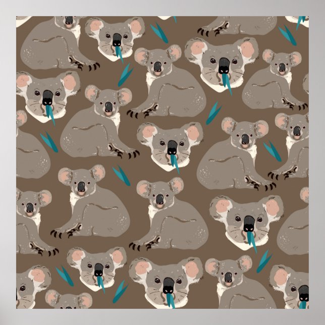 Affiche Koala sur arrière - plan brun neutre sans soudure  (Devant)