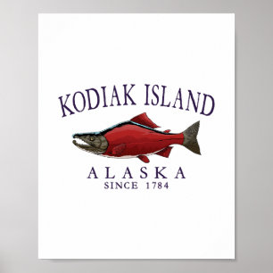 Affiche Kodiak Island Alaska Saumon Depuis 1784 Prune Arqu