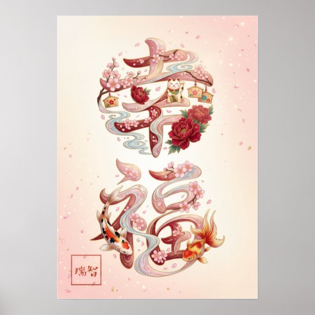 Affiche Kofuku: Calligraphy "Happiness"260020222 (Devant)