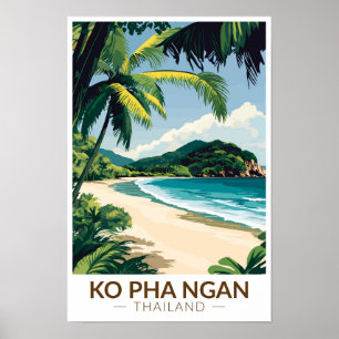 Affiche Koh Pha Ngan Thaïlande Voyage Art Vintage