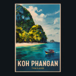 Affiche Koh Phangan Thaïlande Travel Art Vintage<br><div class="desc">Koh Phangan design de déplacement vectoriel rétro. Ko Pha-ngan est une île du Golfe de Thaïlande dans la province de Surat Thani,  dans le sud de la Thaïlande.</div>