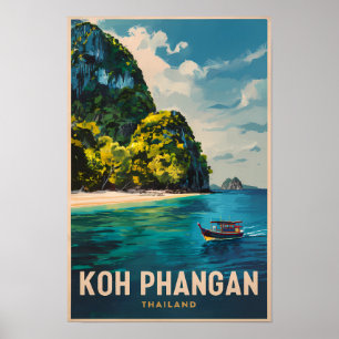 Affiche Koh Phangan Thaïlande Voyage Art Vintage