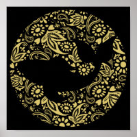 Koi Carp Fish Black Gold Art