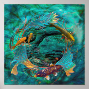 Affiche Koi Fish "NAGER EN PAIX"