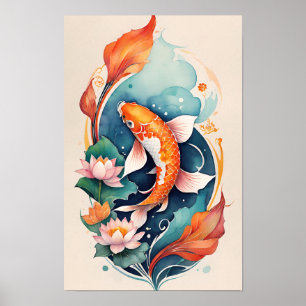 Affiche Koi Fish Pond Nature Lots Koi