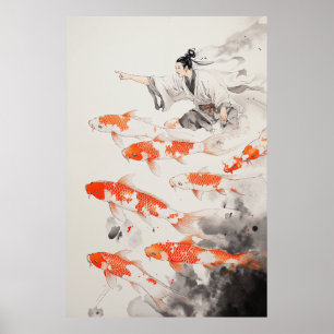 Affiche Koi Fishers Dessin chinois