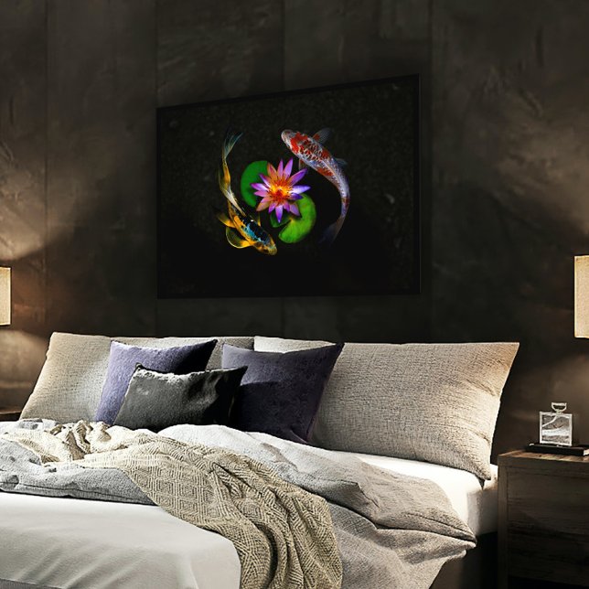 Affiche Koi Poisson nager autour de Lotus Flower dans Zen  (Créateur téléchargé)