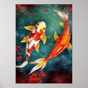 Affiche Koi Poisson nager dans un étang