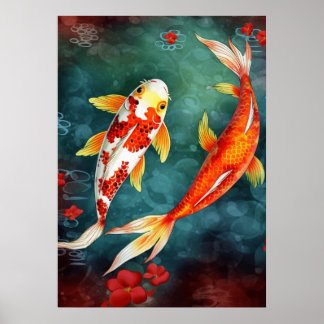 Affiche Koi Poisson nager dans un étang