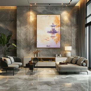 Affiche Koi Pond et Pagoda Pagoda