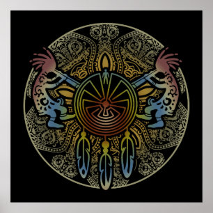 Affiche Kokopelli Duo - Homme Dans Le Maze - Dreamcatcher