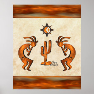 Affiche Kokopelli Et Cactus
