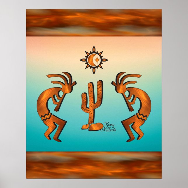 Affiche Kokopelli Et Cactus (Devant)